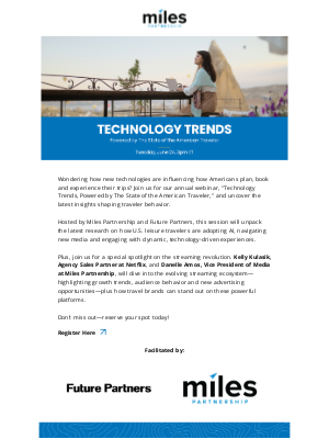 Miles Partnership - Upcoming Webinar: Key Tech Trends Influencing Traveler Behavior Today