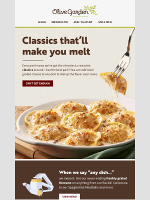 Olive Garden - Kenya, we’ve got cheese, on top of cheese...
