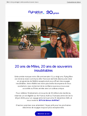 Air France - Un cadeau unique pour fêter les 20 ans de Flying Blue