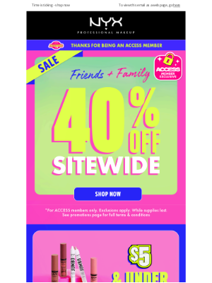 NYX - RUN! Your 40% off is expiring soon 🏃‍♀️