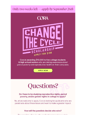 Cora - Only 2 Weeks Left to Apply for $10K