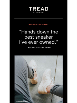 Promotional email example highlighting a sneaker sent from Everlane