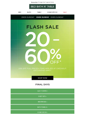 Bed Bath ’n’ Table (Australia) - ENDS SUNDAY 🔔 20 - 60% OFF
