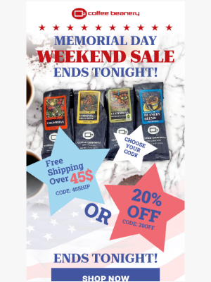 Coffee Beanery - Any, Memorial Day Savings End Tonight ⏰