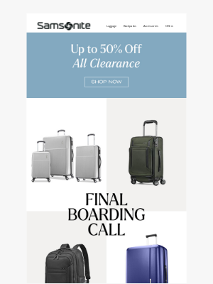 Samsonite - Enjoy Up to 50% Off Newly Added Clearance