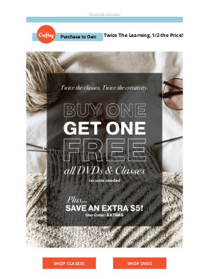 Craftsy - For ONE WEEK ONLY: Your Free Class or DVD awaits🎉