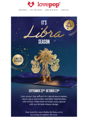 Lovepop - Limited Release: Libra Zodiac Birthday Cards
