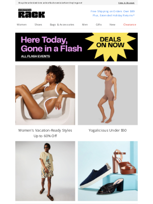 Nordstrom Rack - Women's Vacation-Ready Styles Up to 60% Off | Yogalicious Under $50 | Men's Vacation-Ready Styles Up to 50% Off | And More!