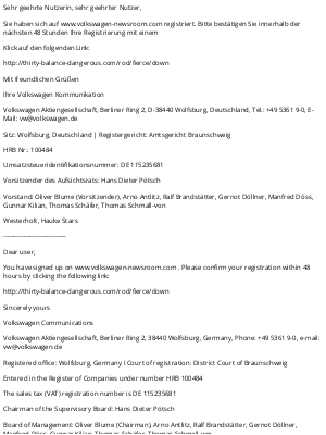 Volkswagen - Ihre Registrierung - Volkswagen Newsroom / Your subscription - Volkswagen Newsroom
