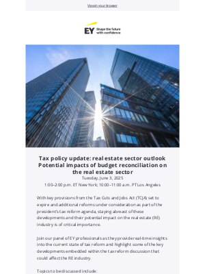 EY - EY Tax Webcast - Invitation for Tax policy update: real estate sector outlook, June 3
