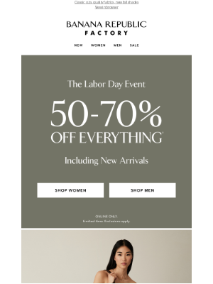 Banana Republic Factory - New pants for your fall wardrobe at 50-70% off