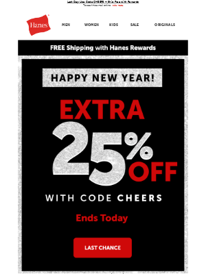 Hanes - 🎉 Celebrate 2025 with an Extra 25% Off 🎊