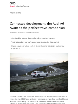 AUDI - Connected development: the Audi A6 Avant as the perfect travel companion