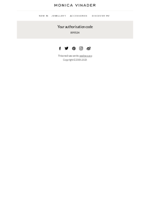Monica Vinader - Your Monica Vinader authentication code
