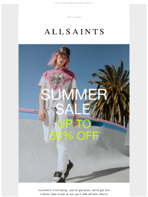 ALLSAINTS (UK) - Up to 50% off Sale: summer-ready