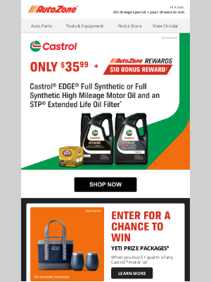 AutoZone - Your chance to win with Castrol®