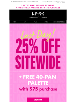 NYX - 25% OFF SITEWIDE LEAVES TODAY 🏃‍♀️💨