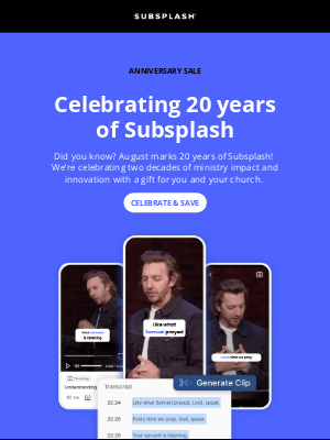 Subsplash - 🎉 20th Anniversary Sale: A present for loremipsumdolor