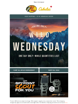 Cabela's (Canada) - TODAY ONLY: Wild Wednesday