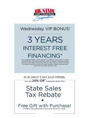Big Sandy Superstore - What a Bonus! 🎉 3 Years Interest Free! 👏