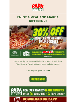 Papa John's - Save 30% and make a difference