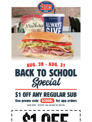 Jersey Mikes - Back to School Special