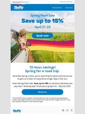 Thrifty Car Rental - 🌸 Spring Flash Sale: Save up to 15% now!