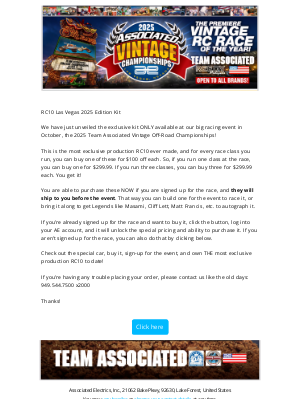 Team Associated - RC10 Las Vegas 2025 Edition Announced!