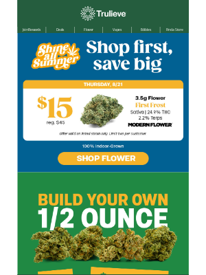 Trulieve - 🚨TODAY ONLY $15 First Frost 8ths ❄️🍃