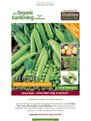 Organic Catalogue (United Kingdom) - SEED PACKETS 89p EACH! EXTRA 48 HOURS!