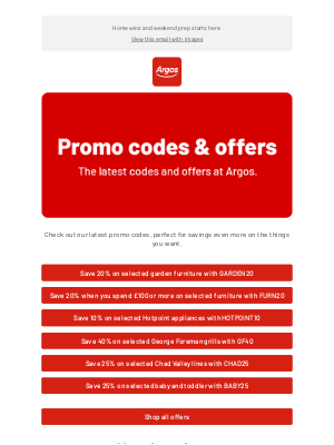 Argos (United Kingdom) - Grab our latest offer codes