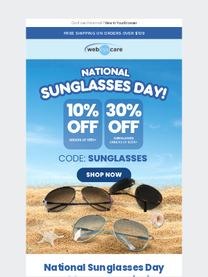 WebEyeCare - It’s National Sunglasses Day! Get 30% Off shades! 😎