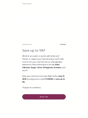 Qatar Airways - Eddie, save up to 5%* off on your next flight home