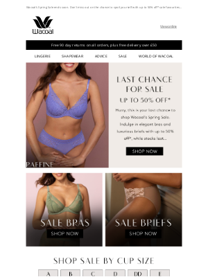 Wacoal (United Kingdom) - FINAL CALL | SAVE up to 50% off