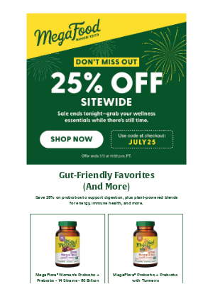 MegaFood - 25% Off Ends Tonight 🎆