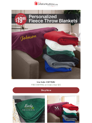 GiftsForYouNow.com - $19.99 Personalized Fleece Blankets (Save $20!)