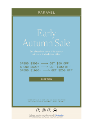 Paravel - Early Autumn Sale: Get Up To $250 Off