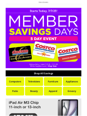 Costco - STARTS TODAY! Costco Member Savings Days are Here!