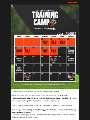 Cincinnati Bengals - Training Camp Dates Released