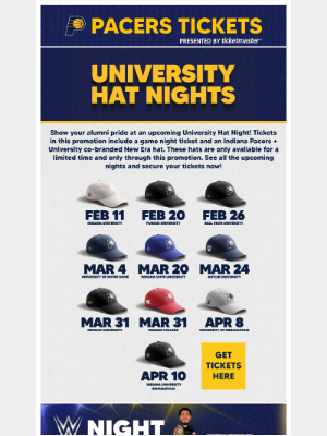 Indiana Pacers - Hat nights for IU, Purdue & more are coming!