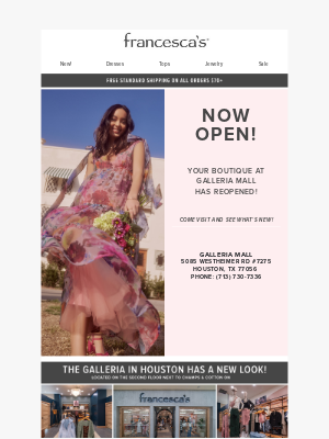 Francesca's boutique now open at The Galleria in Houston