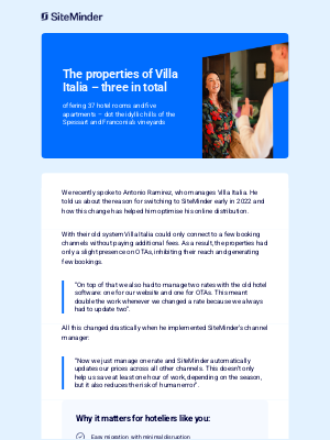 SiteMinder - Learn how Villa Italia profited from switching to SiteMinder