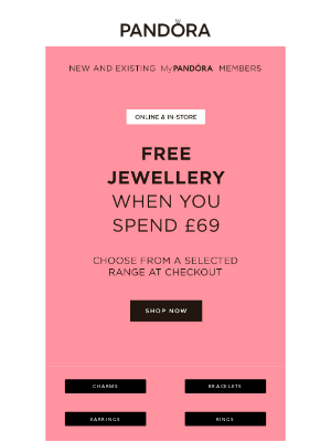 Pandora Jewelry (United Kingdom) - Limited time: FREE jewellery of your choice ⭐