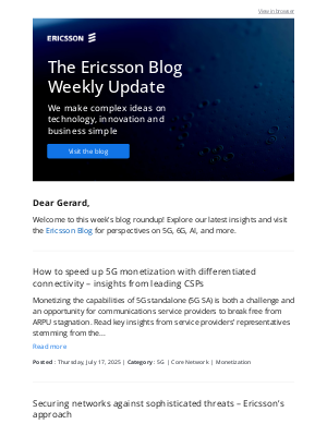 Ericsson - What’s new for you this week