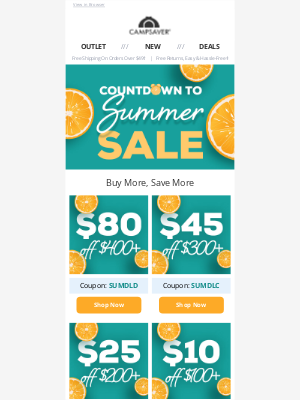 CampSaver - Happening Now! Countdown to Summer Sale