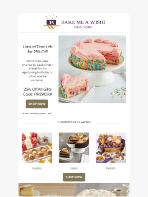 Bake Me A Wish! - 25% Off Ends Soon! Limited Time Left to Save...