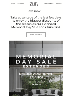 Zuri Furniture - These Savings Are Almost Gone