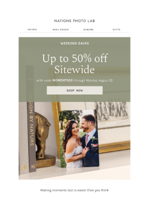 Nations Photo Lab - Saturday Savings: Up to 50% off sitewide