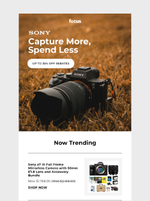 Focus Camera - Up to 35% Off with Sony Rebates