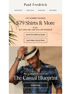 Paul Fredrick - Relaxed summer style gets smart.